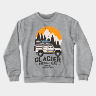 Vintage Glacier National Park Road Trip Montana Crewneck Sweatshirt